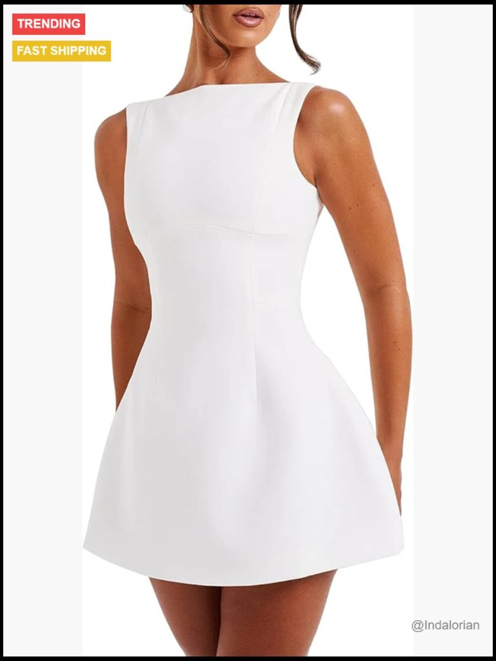 Sleeveless Zipper Mock Neck Slim Fit A-Line Mini Dress Bodycon Party Club